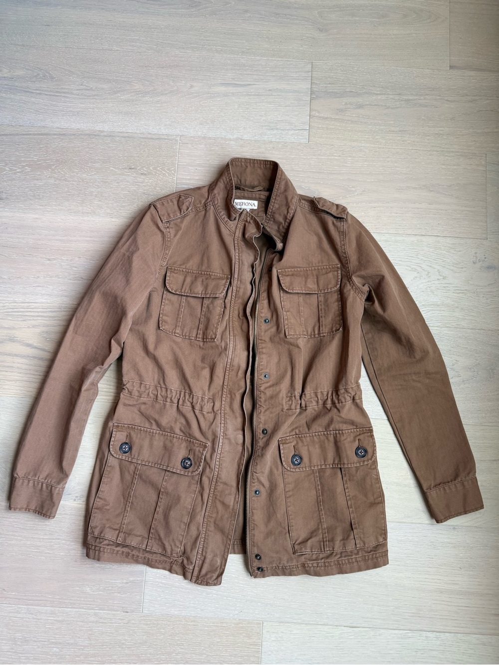 Merona Brown Utility Field Jacket with Multiple Pockets